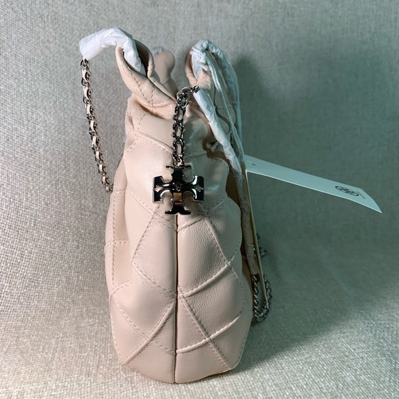 NEW Tory Burch Soft Fleming Pink Quilted Mini Hobo Crossbody Bag/Mini Handbag - Picture 5 of 16